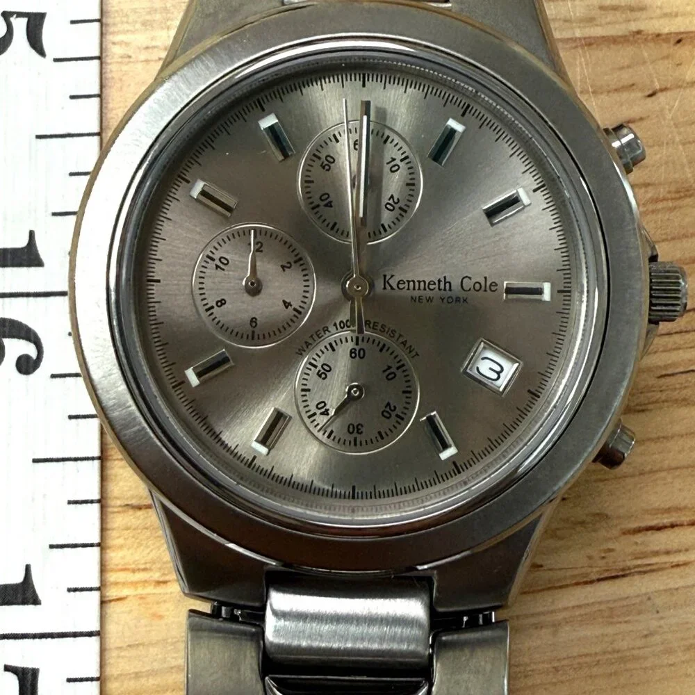 Kenneth Cole Mens Stainless Steel Chronograph Watch Silver Needs‎ Battery